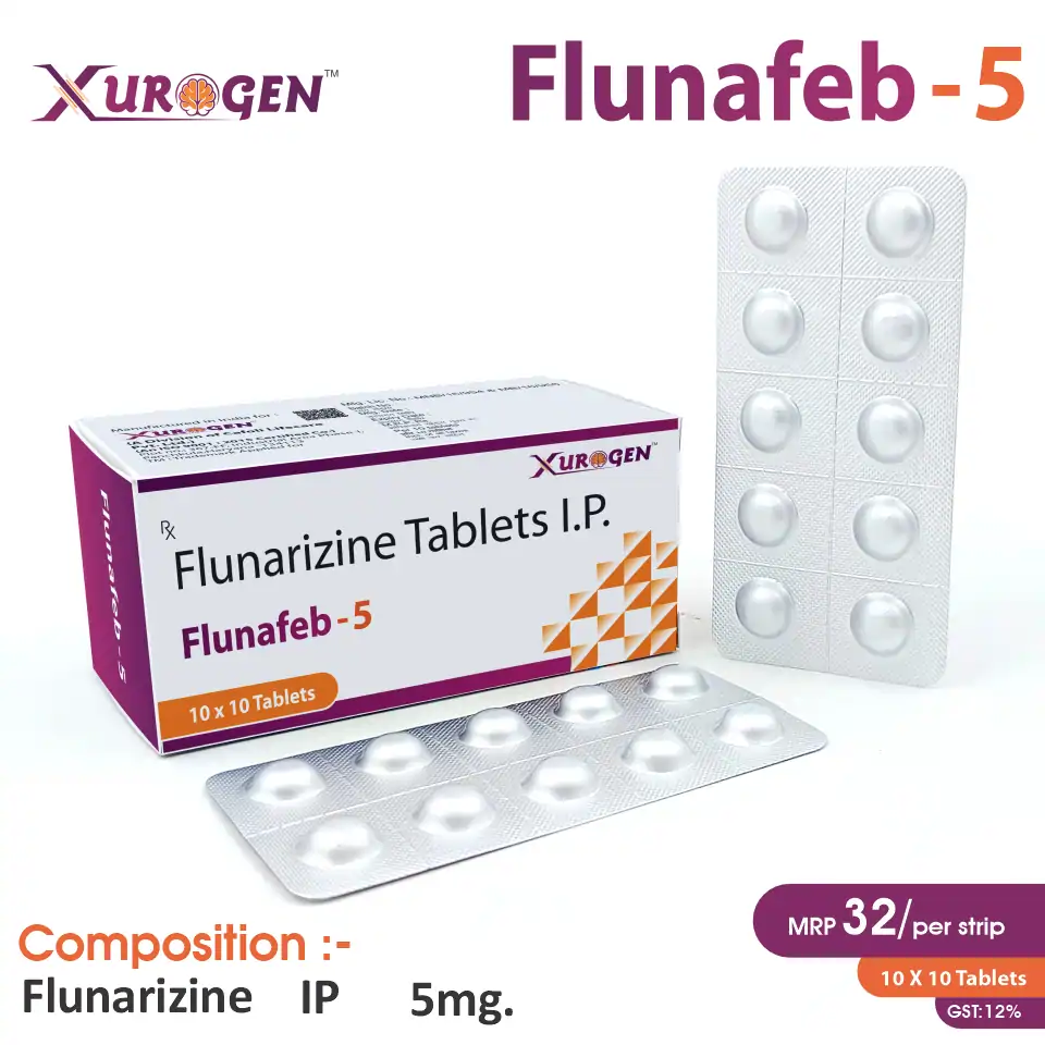 Flunarizine (5mg) Tablet at the best price in PCD Pharma Franchise for Calcium Channel Blocker, Migraine Prevention.